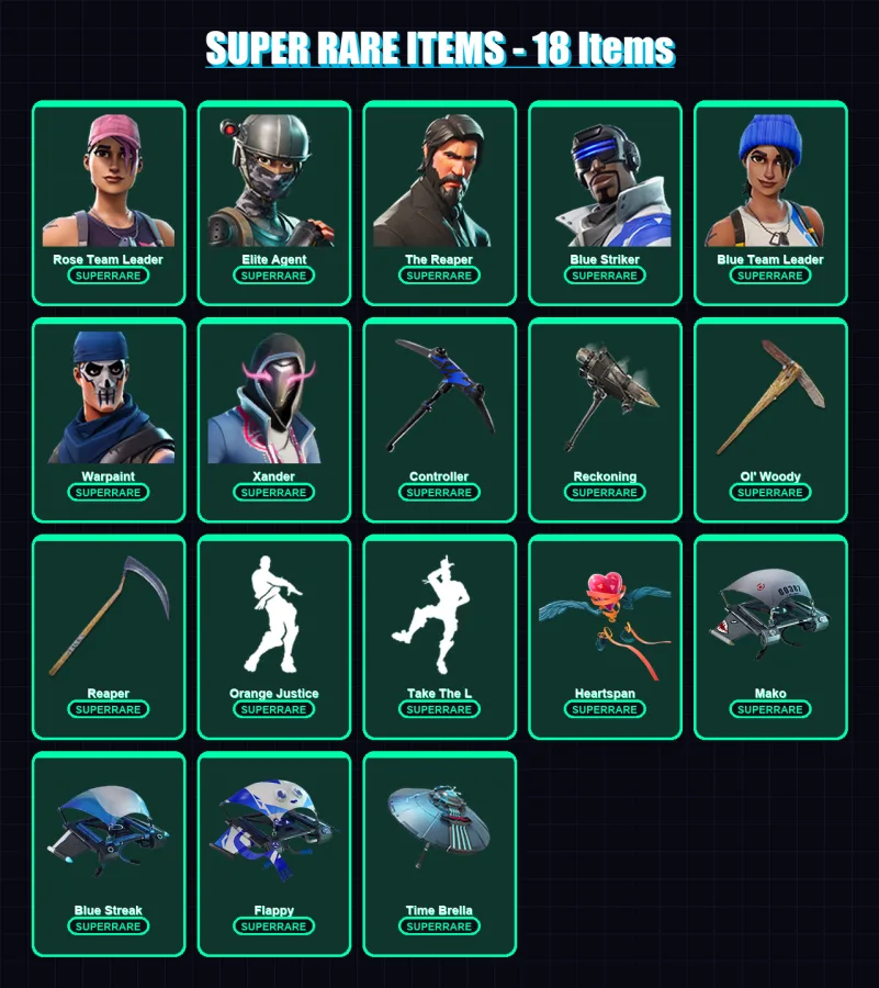 [PS4/PS5/XBOX/PC] | Rose Team Leader | Elite Agent | The Reaper | 118 skin | Lv2427 — Fortnite account