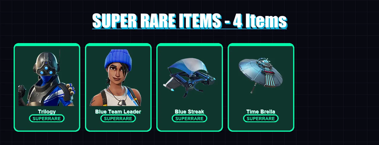[PS4/PS5/XBOX/PC] | Trilogy | Blue Team Leader | Hybrid | Zenith | Blackheart | 15 skin | 20 pickaxe | 28 emote | 28 glider | Lv444