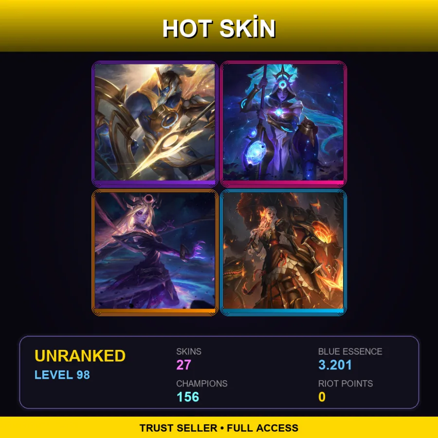 TR | Lv98 | Unranked | 27 Skin | 156 Champ — Soul Fighter Jhin