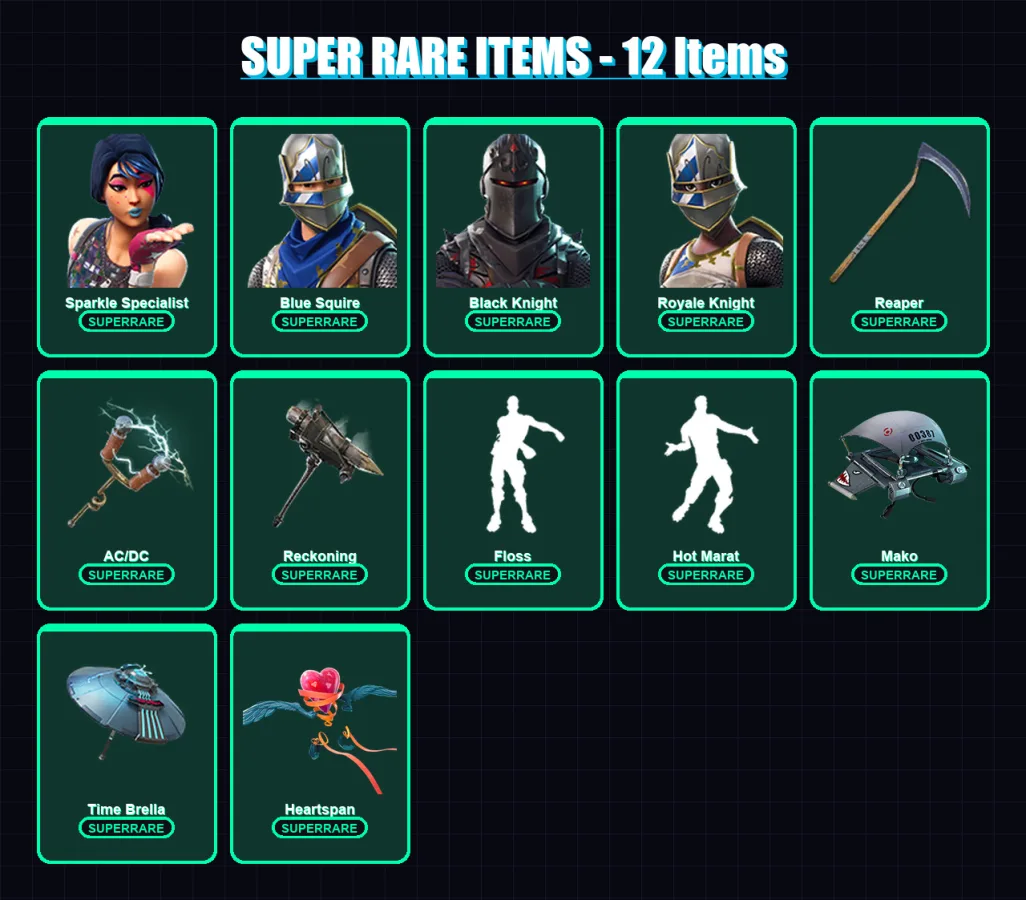 [PC/XBOX/PSN] | Sparkle Specialist | Blue Squire | Black Knight | Royale Knight | Blackheart | 106 skin | 87 pickaxe | 91 emote | 81 glider | Lv1343