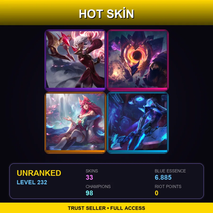 EUW | Lv232 | Unranked | 33 Skin | 98 Champ