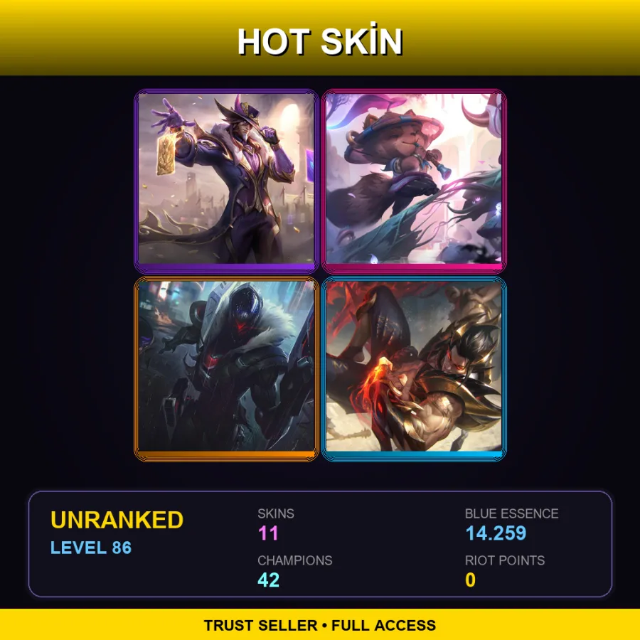 TR | Lv86 | Unranked | 11 Skin | 42 Champ