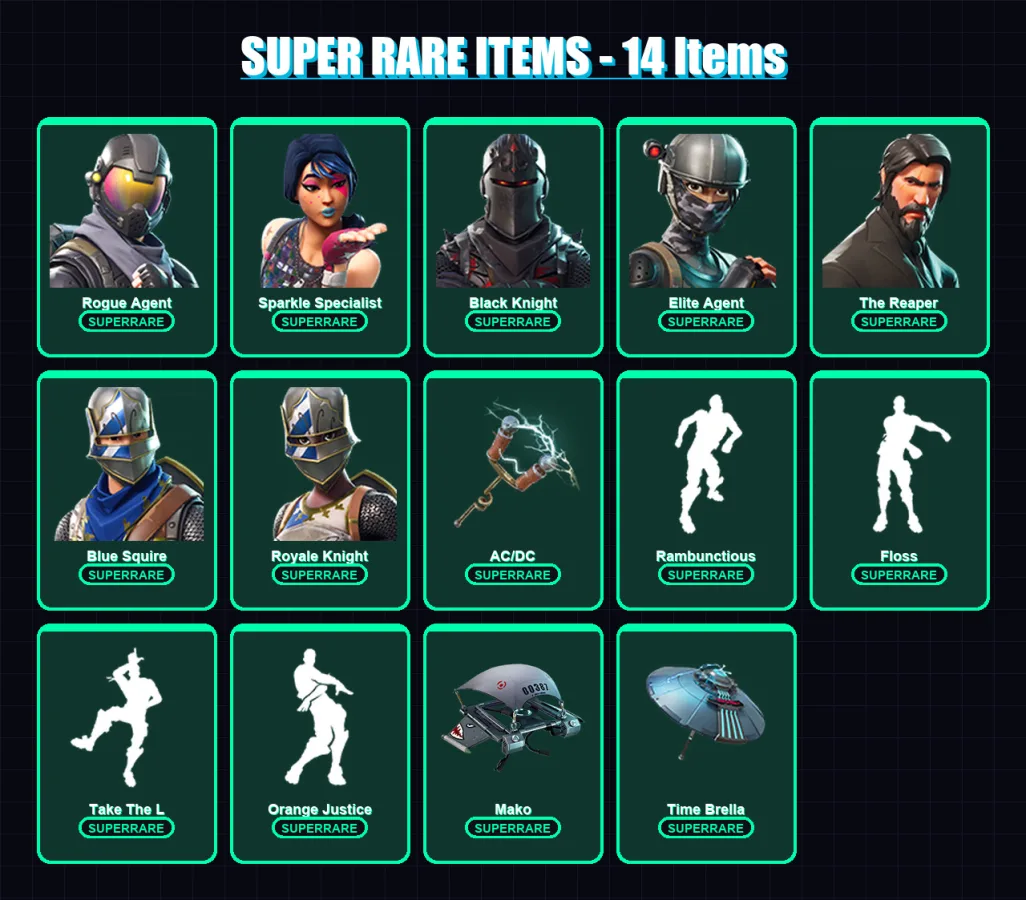 [PC/PSN] | Rogue Agent | Sparkle Specialist | Black Knight | Elite Agent | The Reaper | 131 skin | 142 pickaxe | 152 emote | 140 glider | Lv2363