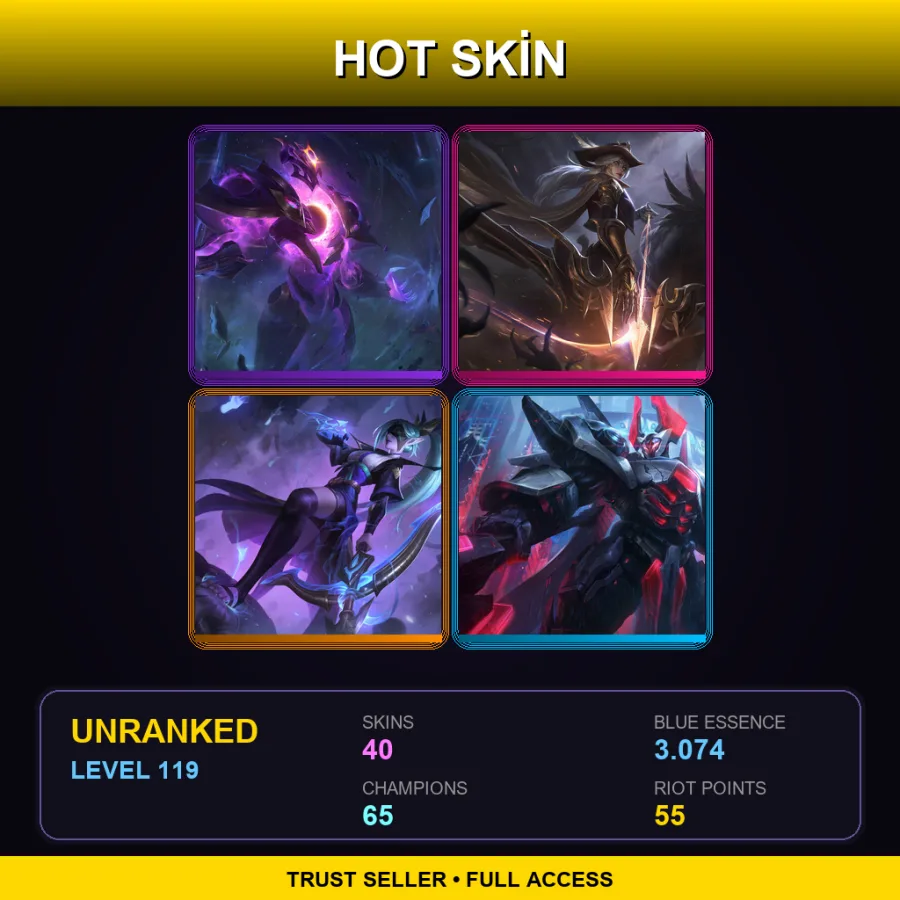 EUW | Lv119 | Unranked | 40 Skin | 65 Champ — Unranked / Smurf League of Legends