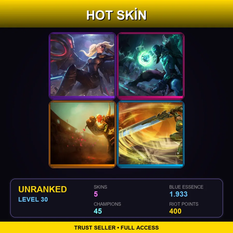 LAN | Lv30 | Unranked | 5 Skin | 45 Champ