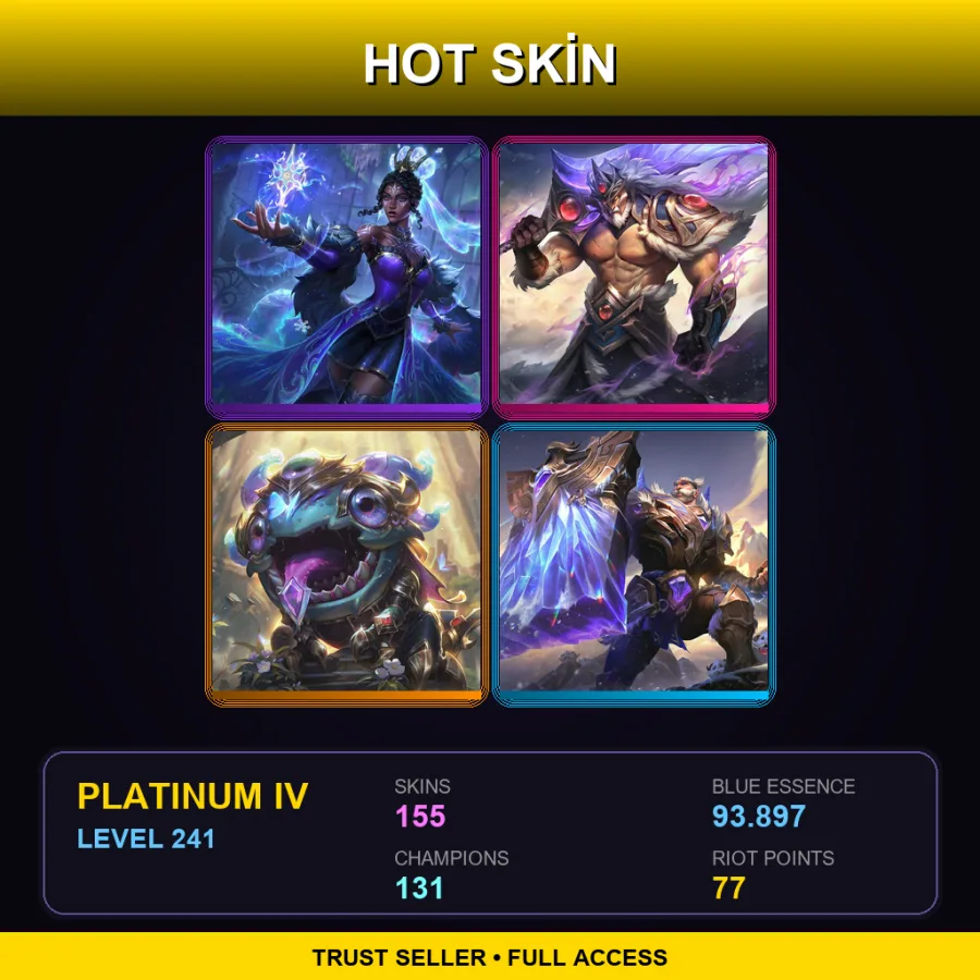 LAN | Lv241 | Platinum IV | 155 Skin | 131 Champ — LoL account