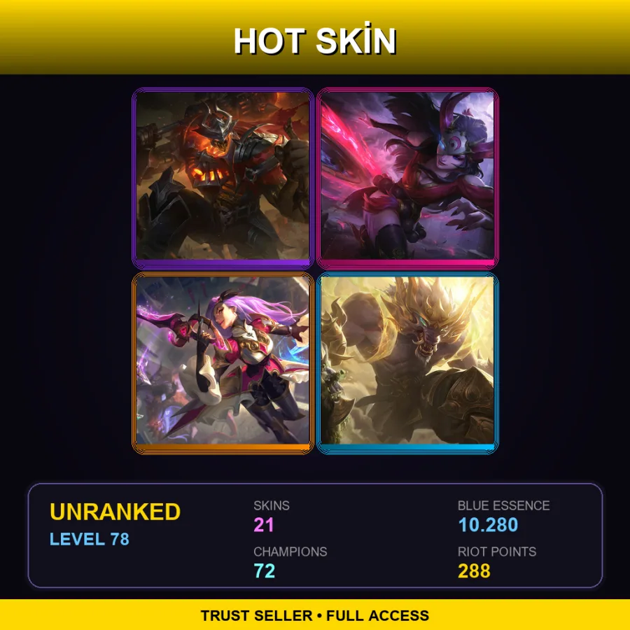 EUW | Lv78 | Unranked | 21 Skin | 72 Champ — Crime City Jinx