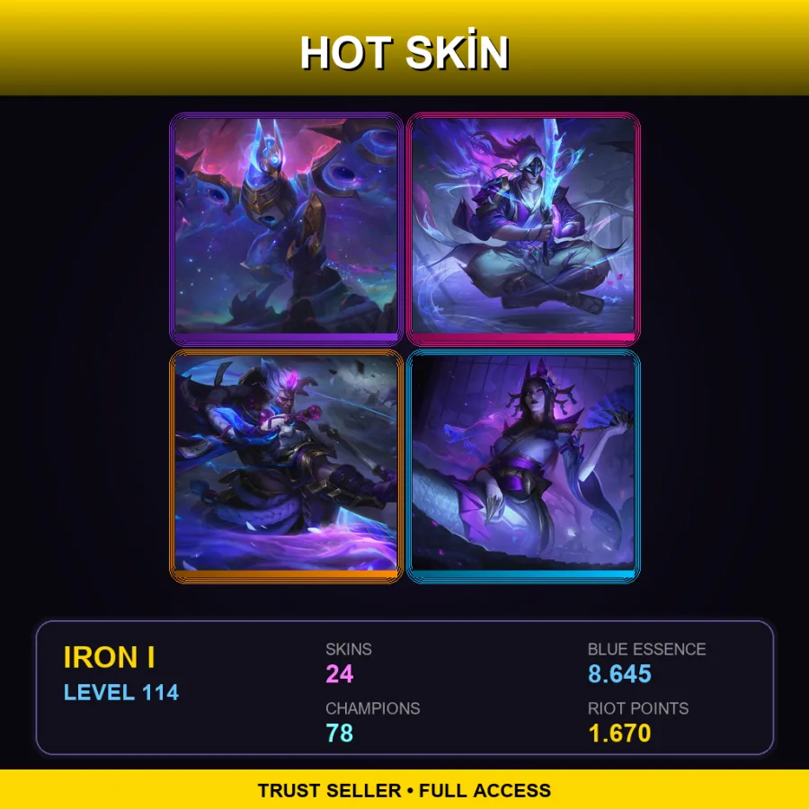 EUW | Lv114 | Iron I | 24 Skin | 78 Champ