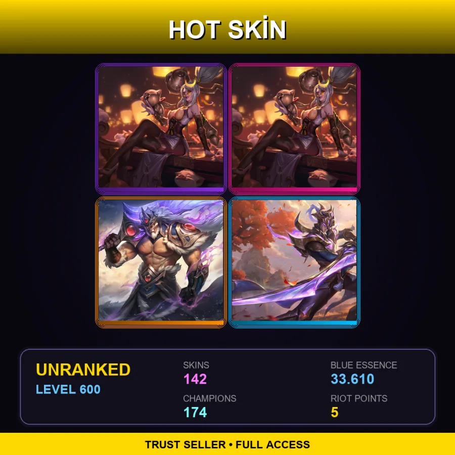LAS | Lv600 | Unranked | 142 Skin | 174 Champ — Worlds 2015 Kalista