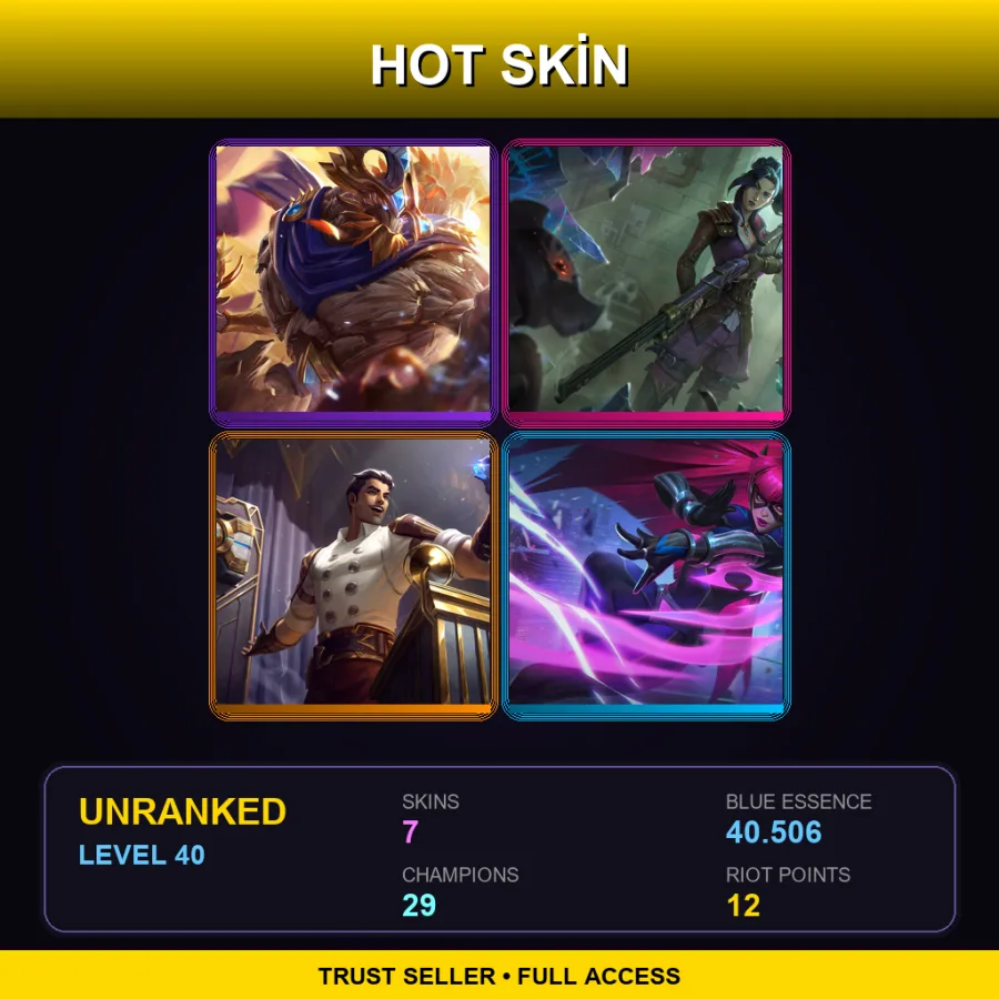 EUW | Lv40 | Unranked | 7 Skin | 29 Champ