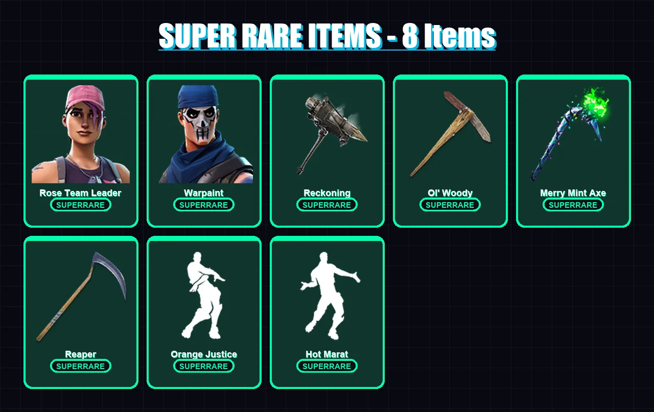 [PC/XBOX] | Rose Team Leader | Warpaint | Hybrid | Deadpool | Catalyst | 84 skin | 54 pickaxe | 74 emote | 54 glider | Lv972