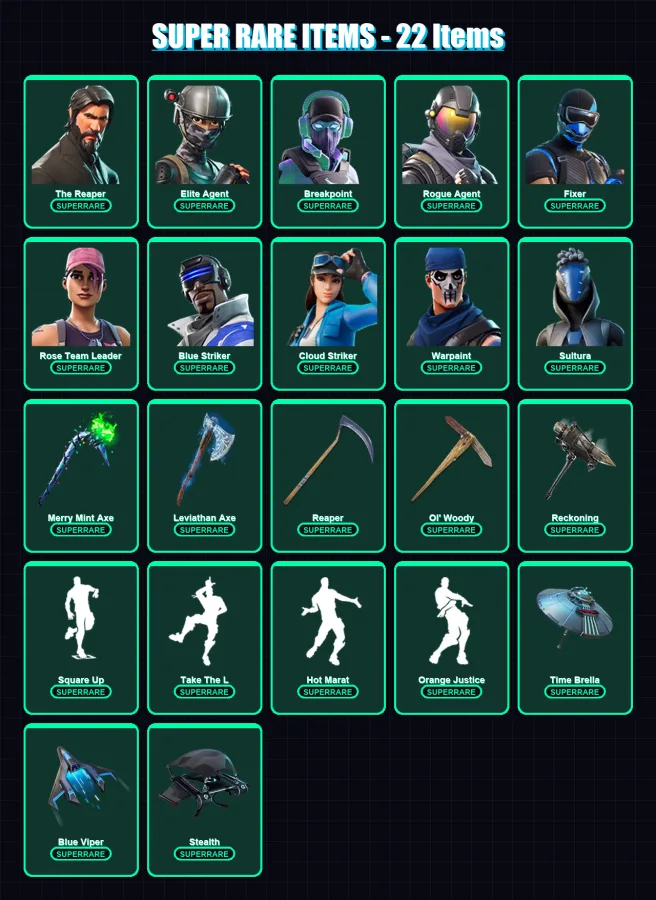 [PC/XBOX] | The Reaper | Elite Agent | Breakpoint | Rogue Agent | Fixer | 261 skin | 197 pickaxe | 223 emote | 177 glider | Lv2412