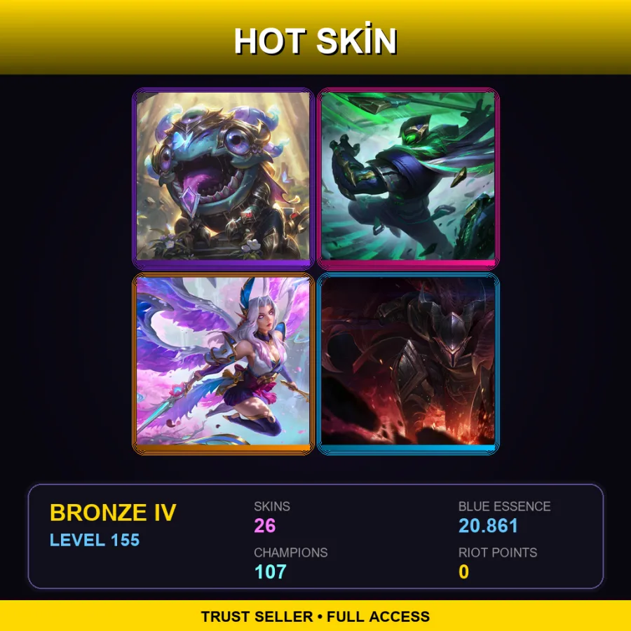 EUNE | Lv155 | Bronze IV | 26 Skin | 107 Champ