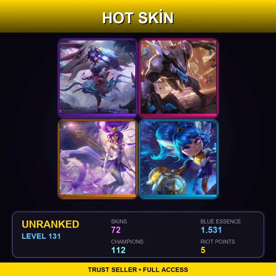 VN | Lv131 | Unranked | 72 Skin | 112 Champ — LoL account