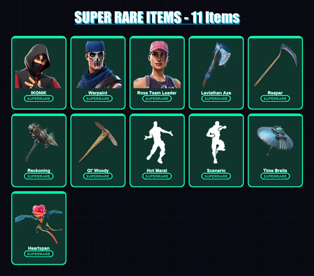 [PC/XBOX/PSN] | IKONIK | Warpaint | Rose Team Leader | Catalyst | Nezumi | 236 skin | 237 pickaxe | 212 emote | 220 glider | Lv3085 — Game account
