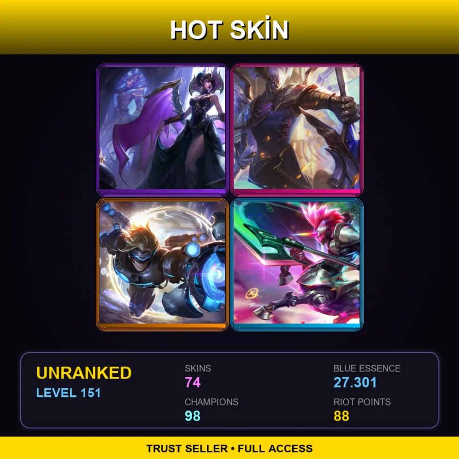EUNE | Lv151 | Unranked | 74 Skin | 98 Champ