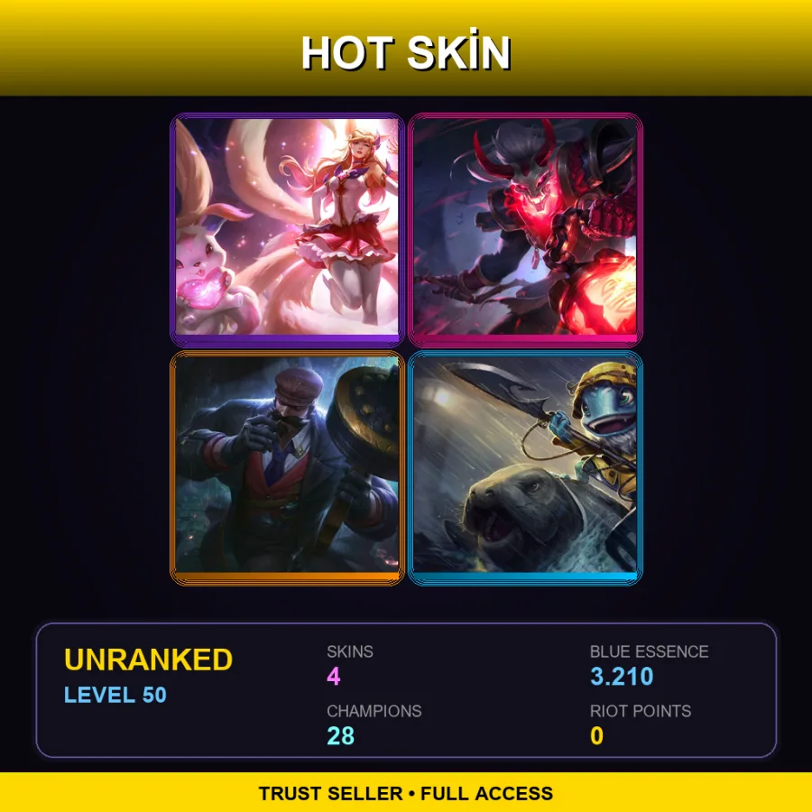 LAN | Lv50 | Unranked | 4 Skin | 28 Champ — LoL account