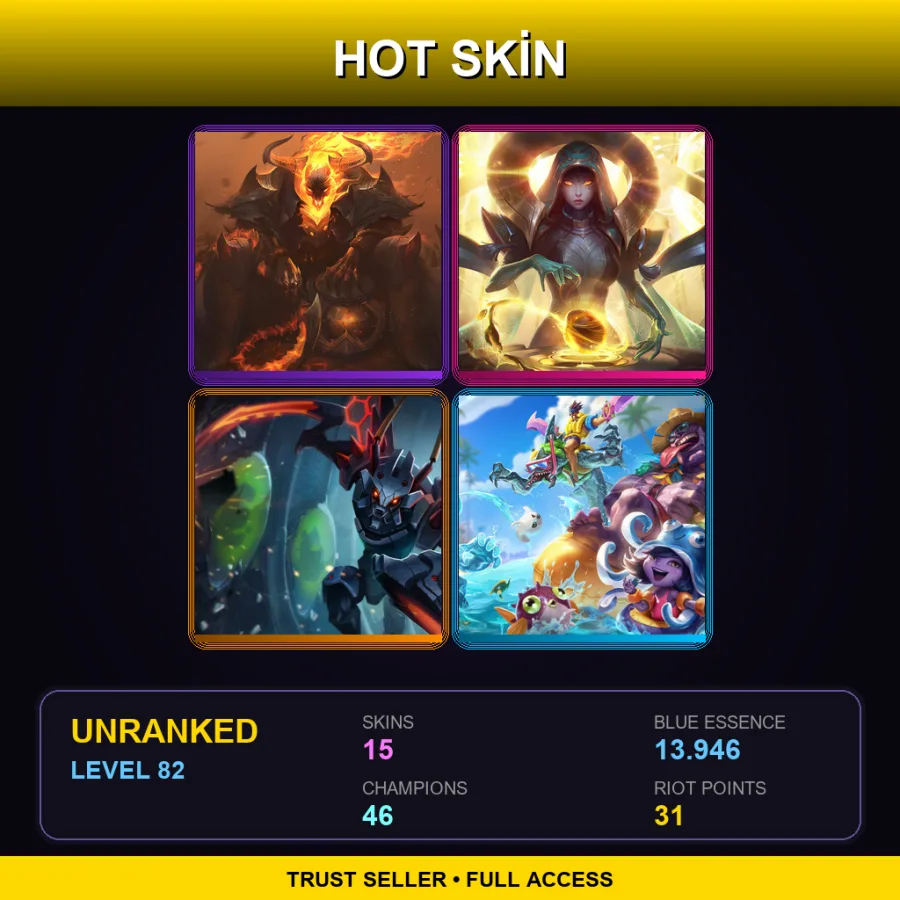SG | Lv82 | Unranked | 15 Skin | 46 Champ