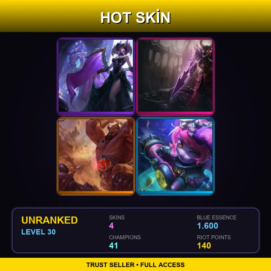 NA | Lv30 | Unranked | 4 Skin | 41 Champ