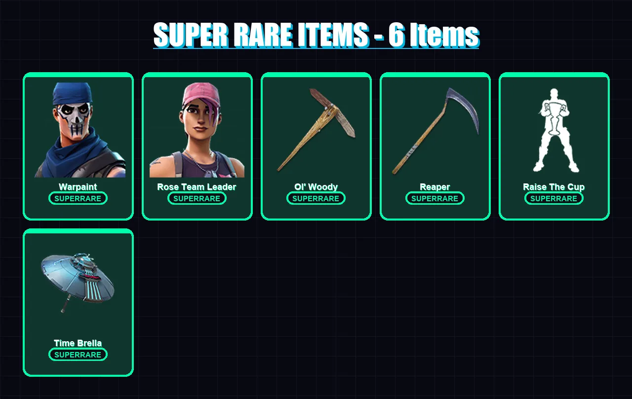 [PC/XBOX/PSN] | Warpaint | Rose Team Leader | Midas | Mandalorian | Eternal Knight | 115 skin | 105 pickaxe | 101 emote | 94 glider | Lv1349