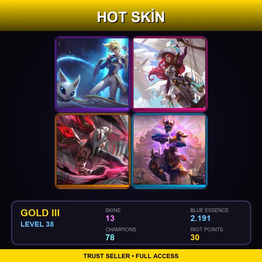 TR | Lv38 | Gold III | 13 Skin | 78 Champ