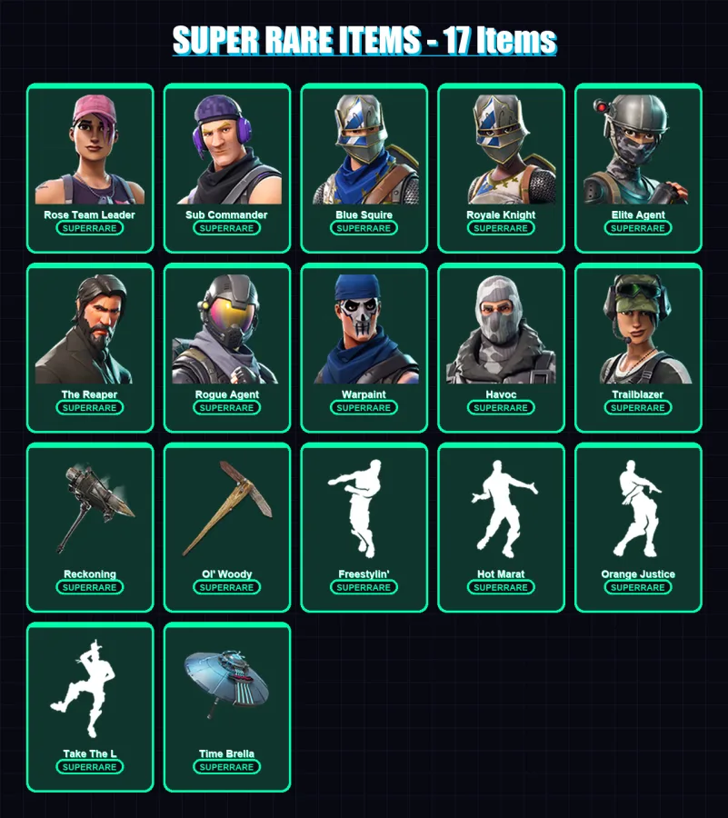 [PC/XBOX/PSN] | Rose Team Leader | Sub Commander | Blue Squire | Royale Knight | Elite Agent | 79 skin | 58 pickaxe | 71 emote | 61 glider | Lv730