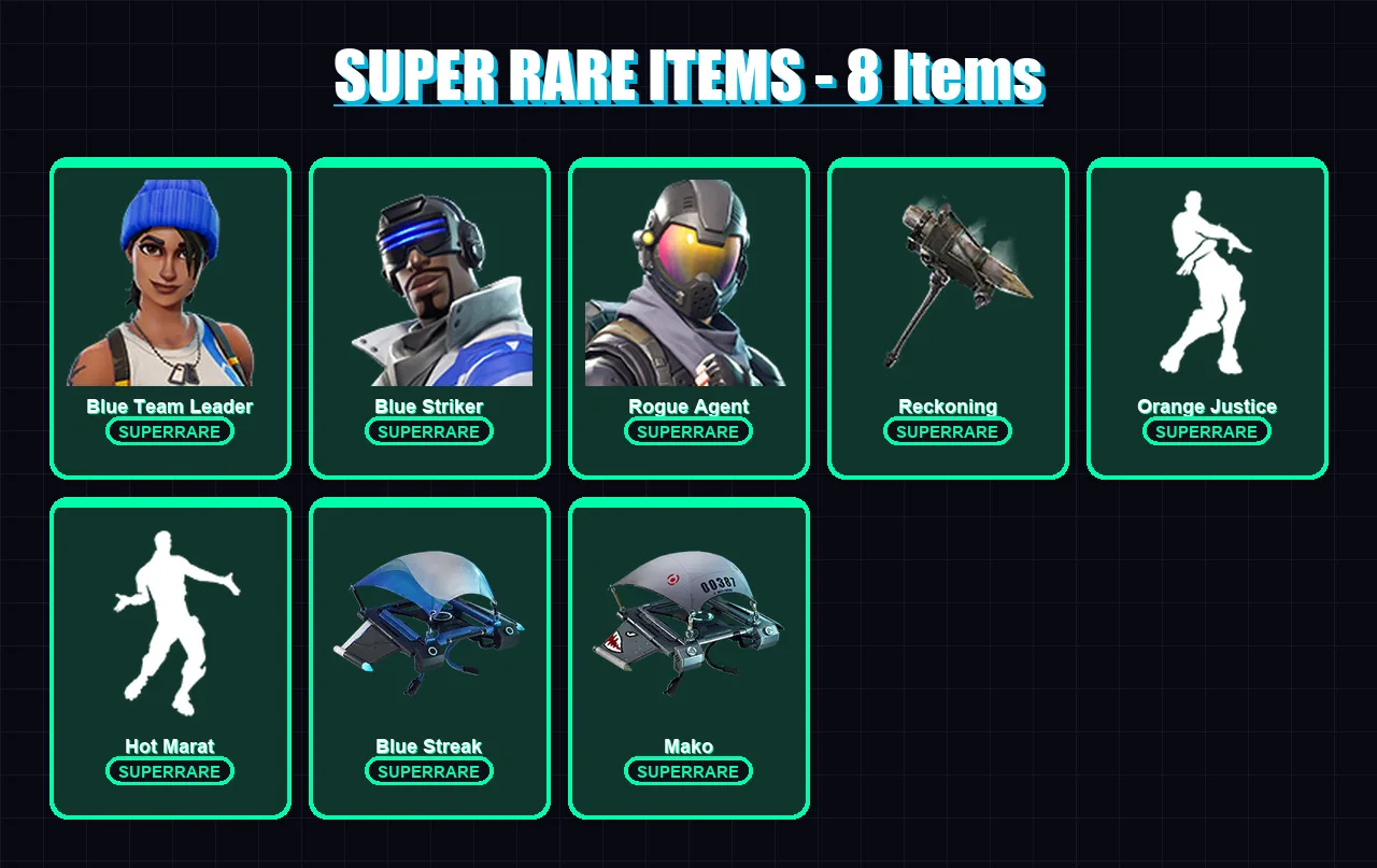[PS4/PS5/XBOX/PC] | Blue Team Leader | Blue Striker | Rogue Agent | The Visitor | Valor | 42 skin | 37 pickaxe | 49 emote | 51 glider | Lv835 — Fortnite account