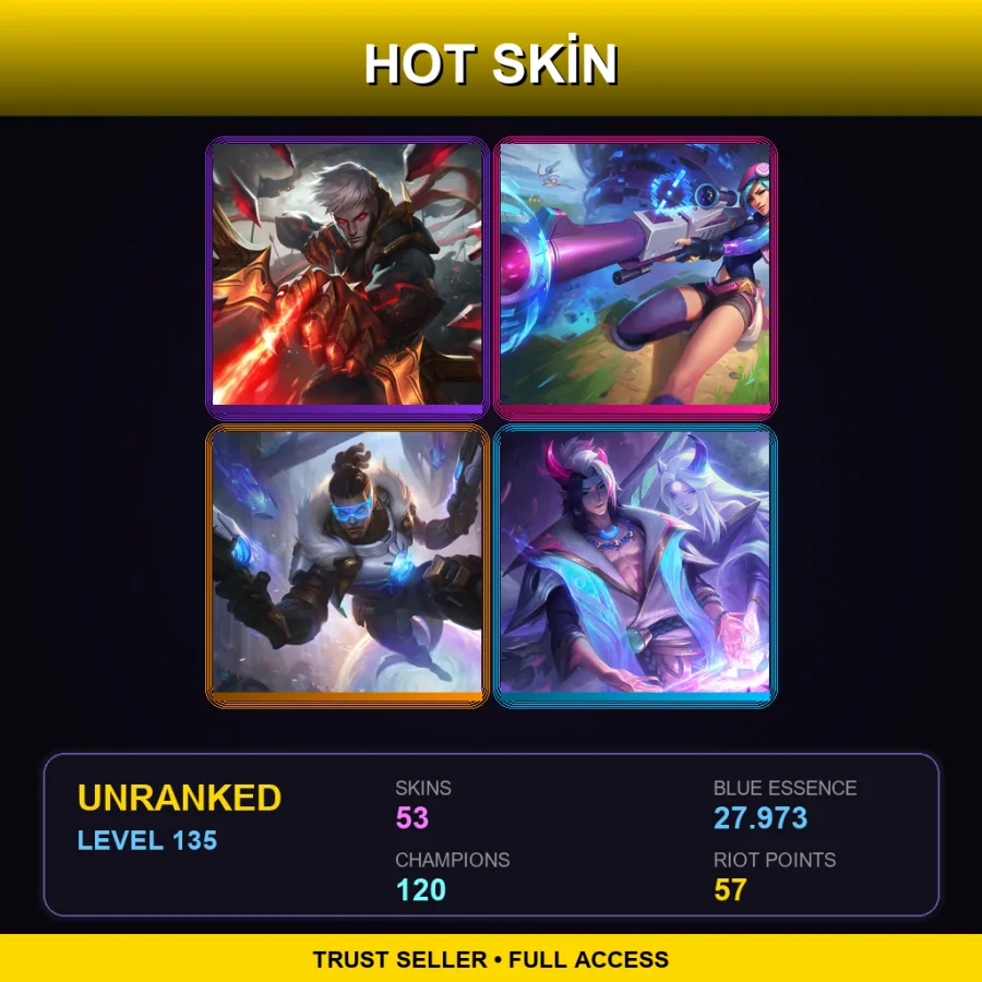 BR | Lv135 | Unranked | 53 Skin | 120 Champ — LoL account