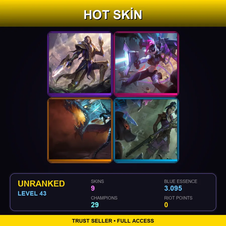 LAS | Lv43 | Unranked | 9 Skin | 29 Champ — LoL account