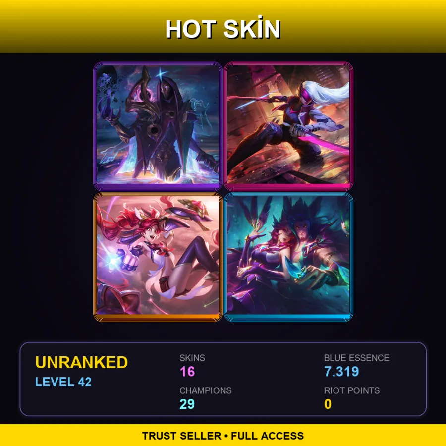 SG | Dark Cosmic Jhin | PROJECT: Katarina | Star Guardian Jinx | Star Guardian Rakan | 16 Skin | 29 Champ | Lv42