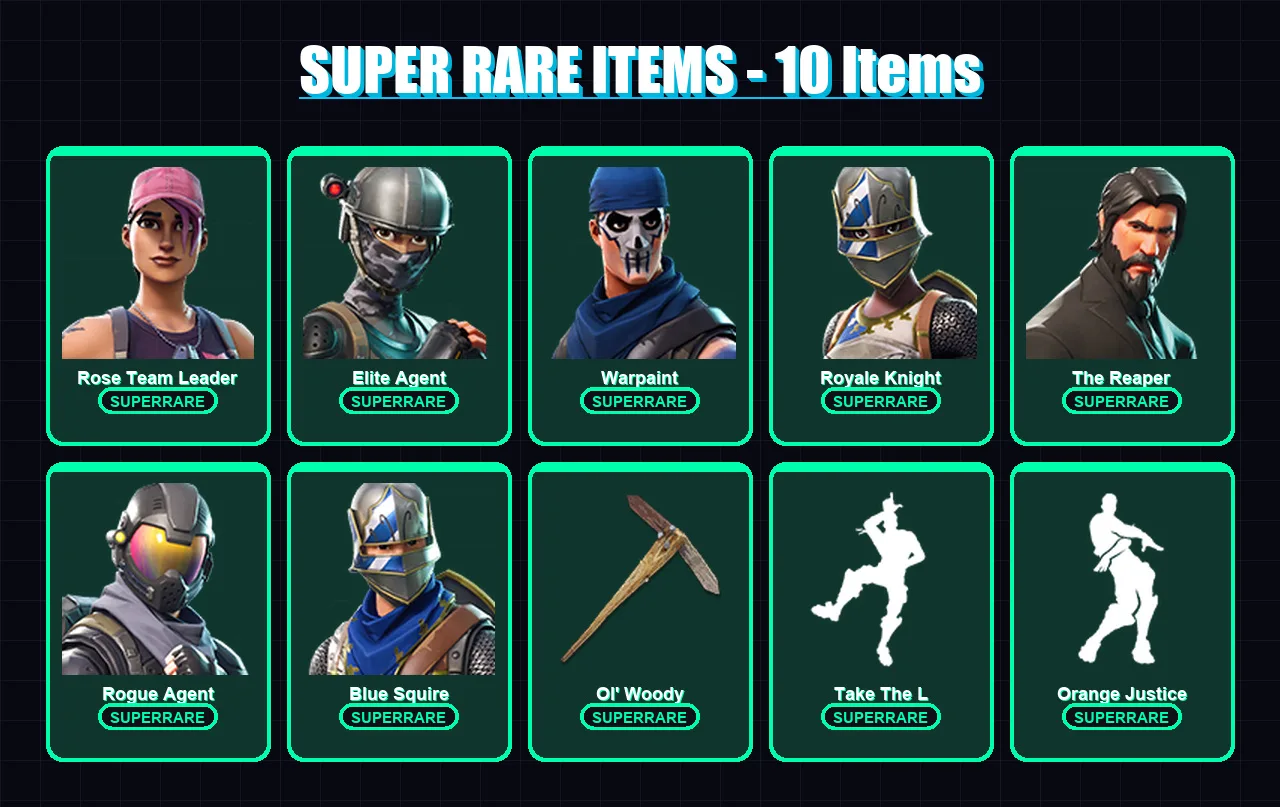 [PC/XBOX/PSN] | Rose Team Leader | Elite Agent | Warpaint | Royale Knight | The Reaper | 29 skin | 24 pickaxe | 29 emote | 26 glider | Lv296