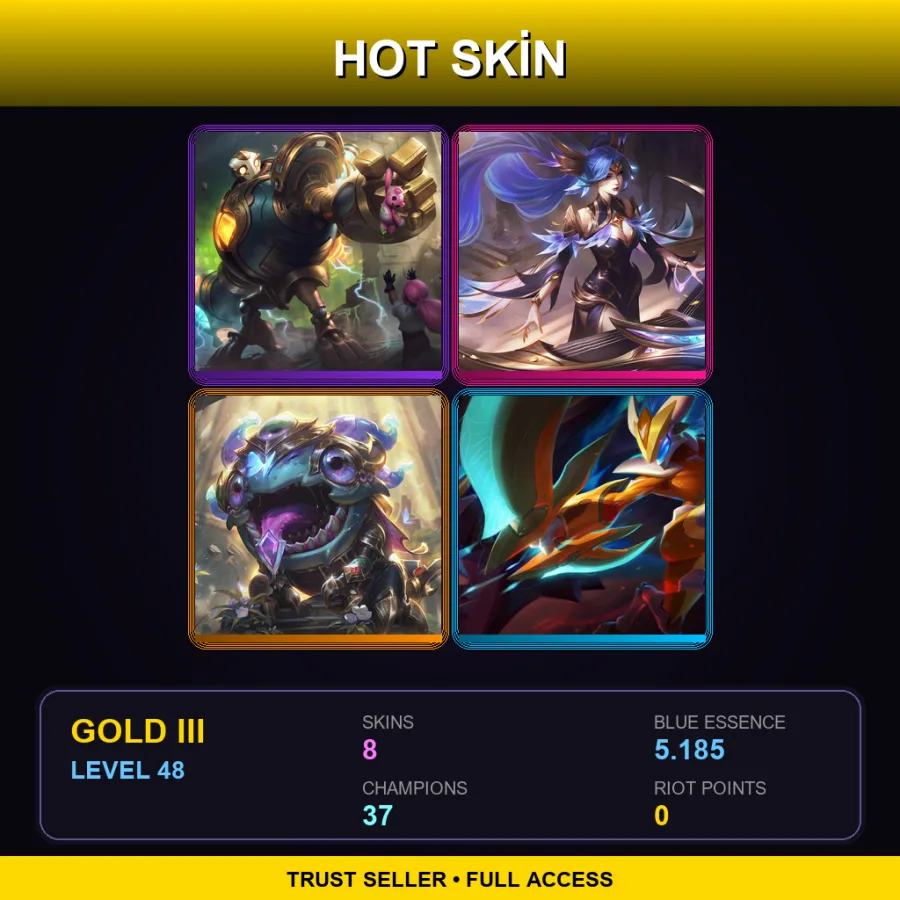 EUW | Lv48 | Gold III | 8 Skin | 37 Champ