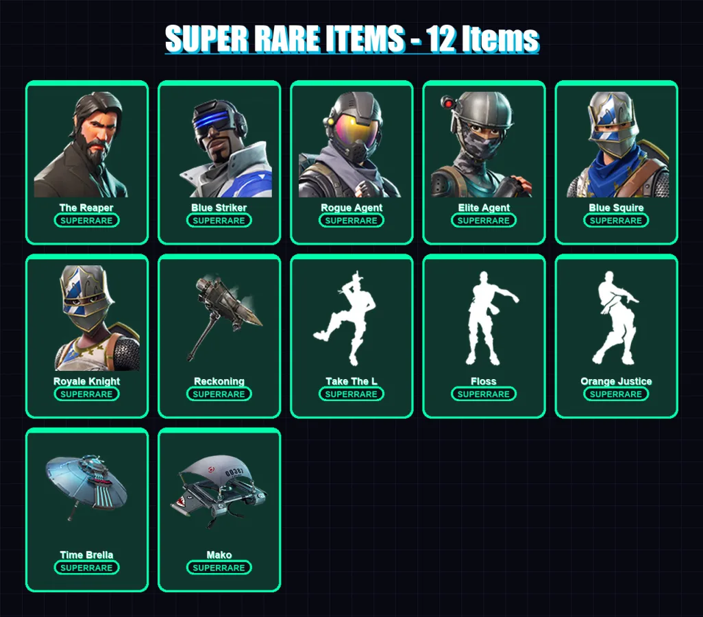 [PS4/PS5/XBOX/PC] | The Reaper | Blue Striker | Rogue Agent | Elite Agent | Blue Squire | 141 skin | 145 pickaxe | 139 emote | 144 glider | Lv2215