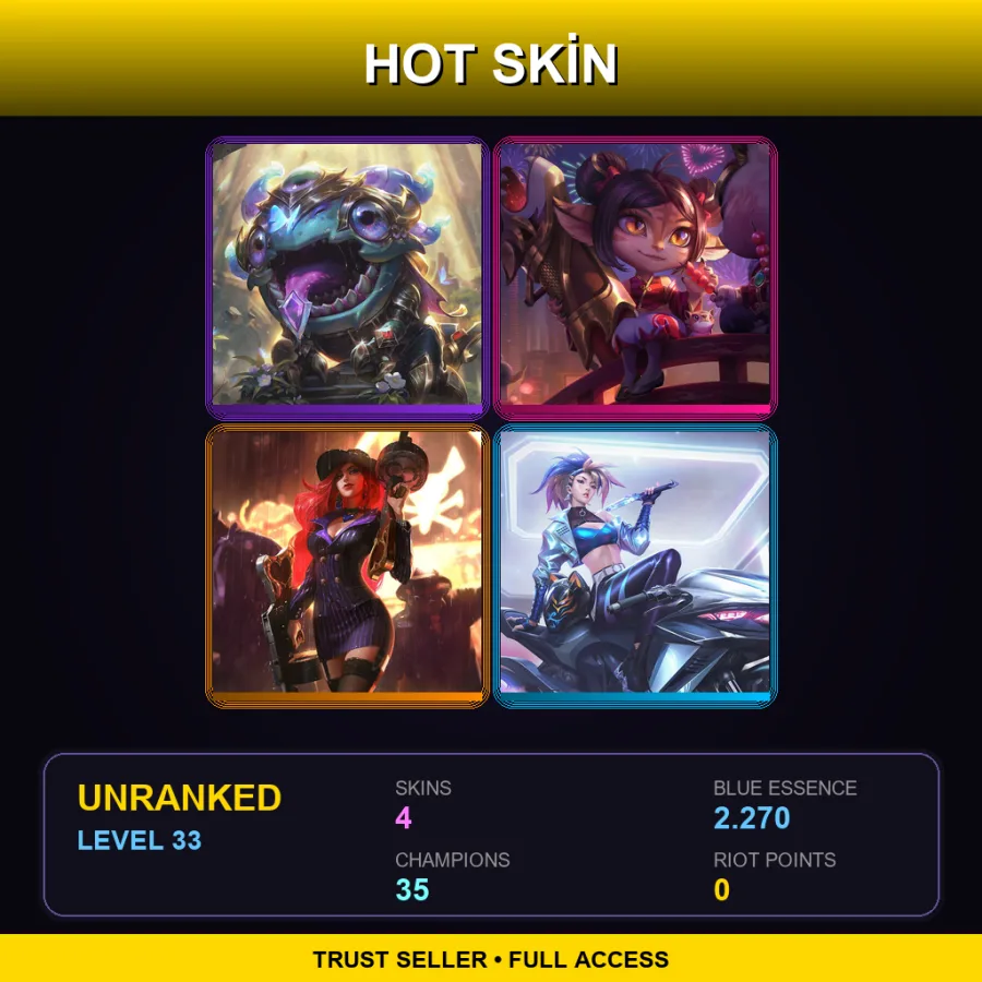 EUW | Lv33 | Unranked | 4 Skin | 35 Champ