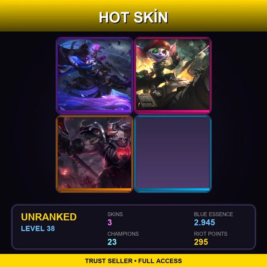TR | Lv38 | Unranked | 3 Skin | 23 Champ — LoL account