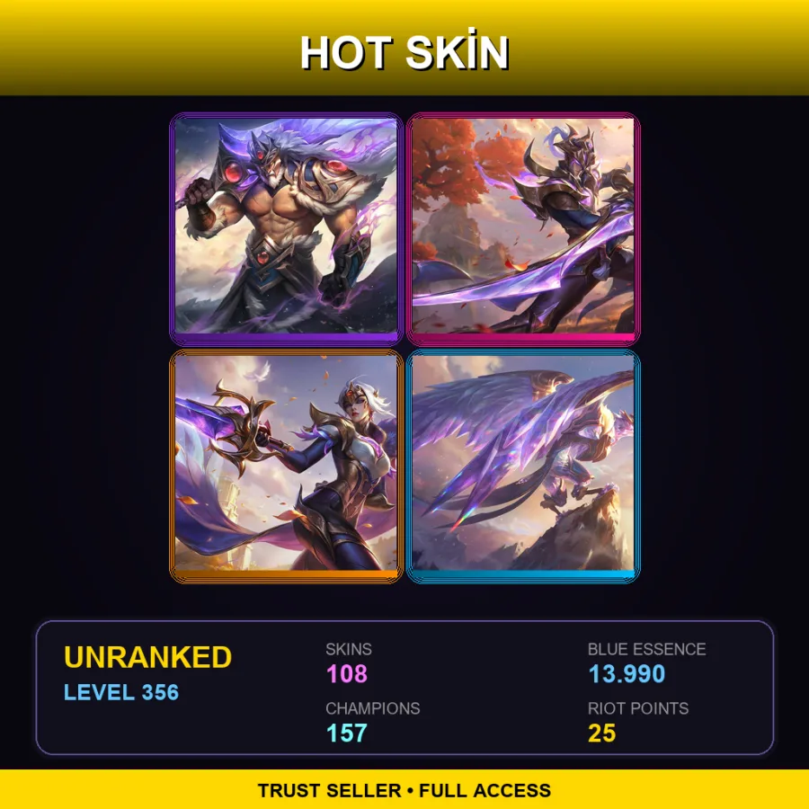 TR | Lv356 | Unranked | 108 Skin | 157 Champ — Mecha Kingdoms Jax