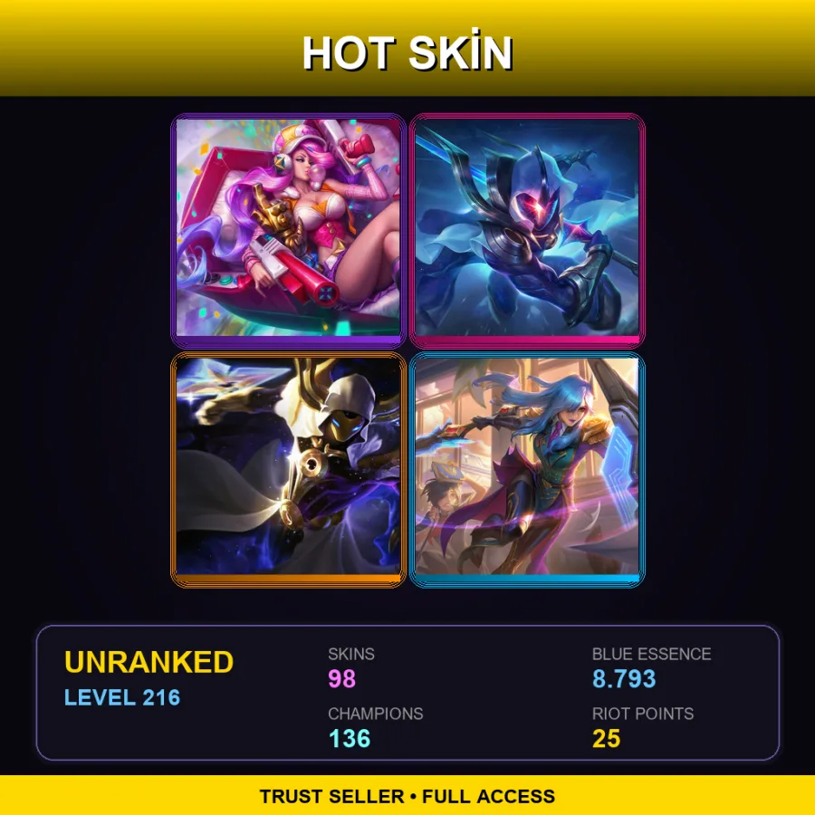 EUNE | Lv216 | Unranked | 98 Skin | 136 Champ
