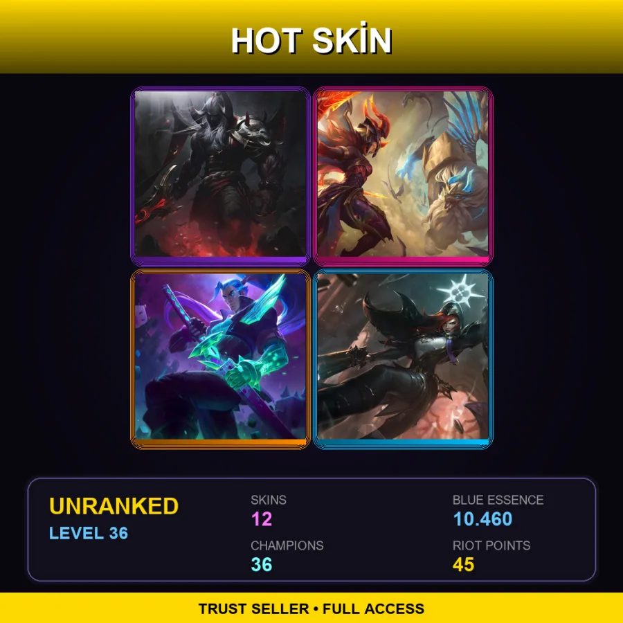 TR | Lv36 | Unranked | 12 Skin | 36 Champ