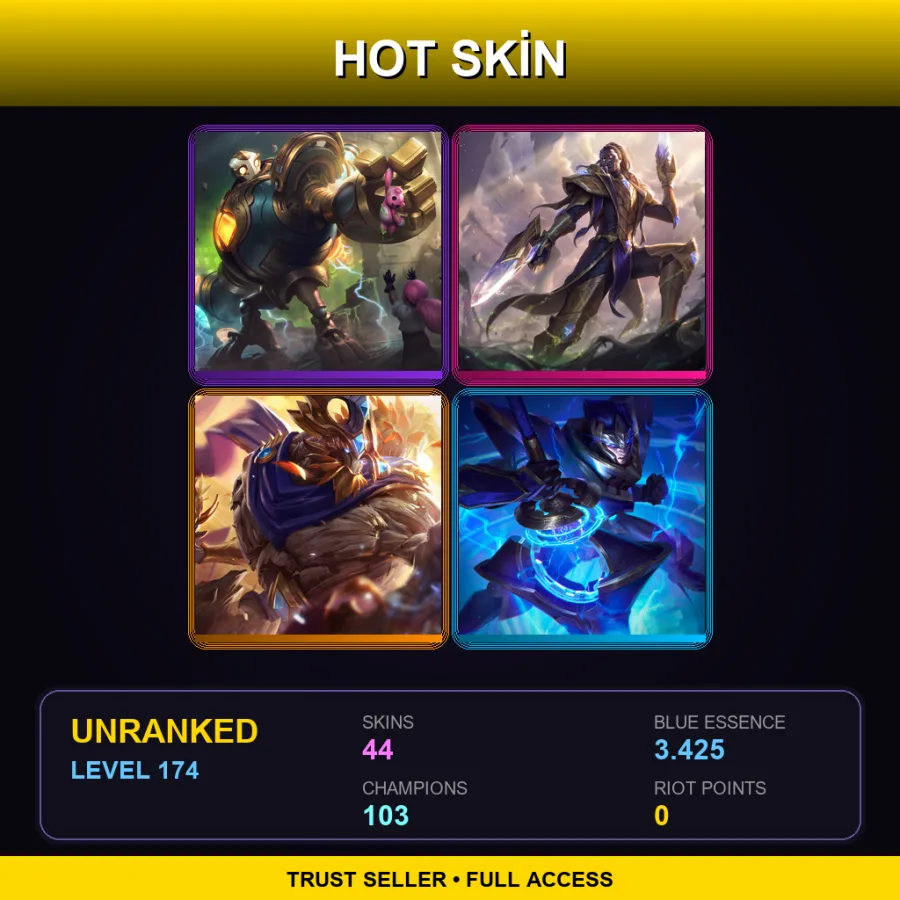 VN | Lv174 | Unranked | 44 Skin | 103 Champ — LoL account