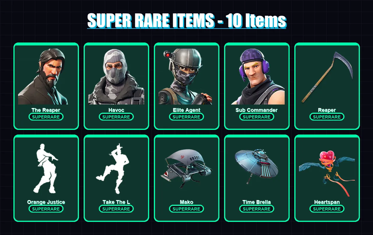 [PC/XBOX/PSN] | The Reaper | Havoc | Elite Agent | Sub Commander | Red Knight | 49 skin | 43 pickaxe | 52 emote | 53 glider | Lv1022