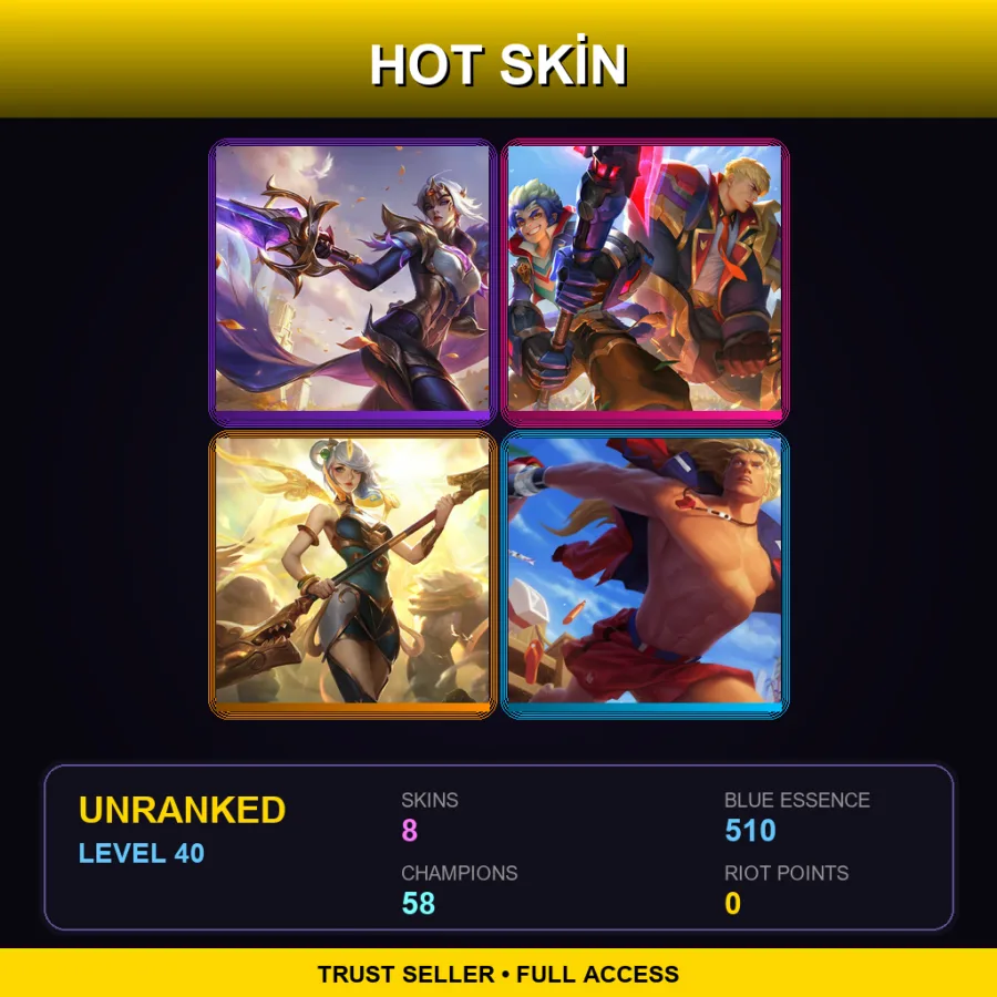 EUNE | Lv40 | Unranked | 8 Skin | 58 Champ — Pool Party Taric