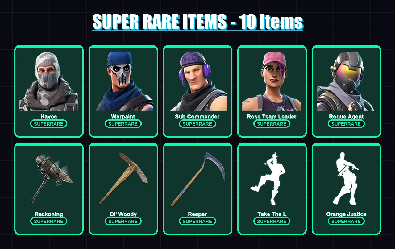 [PC/XBOX/PSN] | Havoc | Warpaint | Sub Commander | Rose Team Leader | Rogue Agent | 137 skin | 167 pickaxe | 142 emote | 152 glider | Lv2142