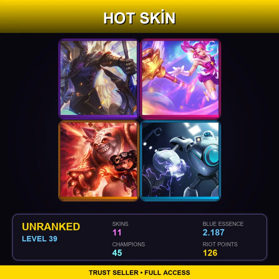 NA | Lv39 | Unranked | 11 Skin | 45 Champ — LoL account
