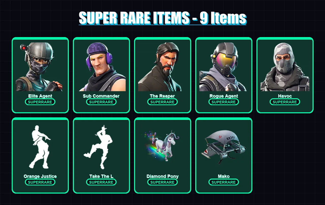 [PC/XBOX/PSN] | Elite Agent | Sub Commander | The Reaper | Rogue Agent | Havoc | 17 skin | 12 pickaxe | 22 emote | 19 glider | Lv284