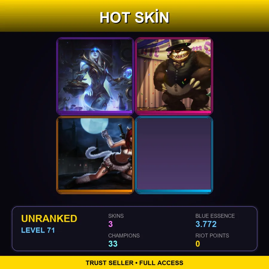 BR | Cosmic Queen Ashe | Prom Queen Annie | Kitty Cat Katarina | 3 Skin | 33 Champ | Lv71