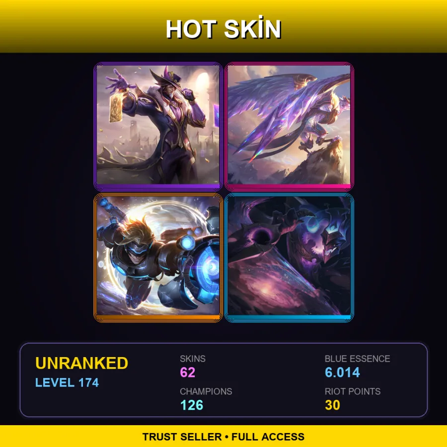 TR | Lv174 | Unranked | 62 Skin | 126 Champ — Musketeer Twisted Fate