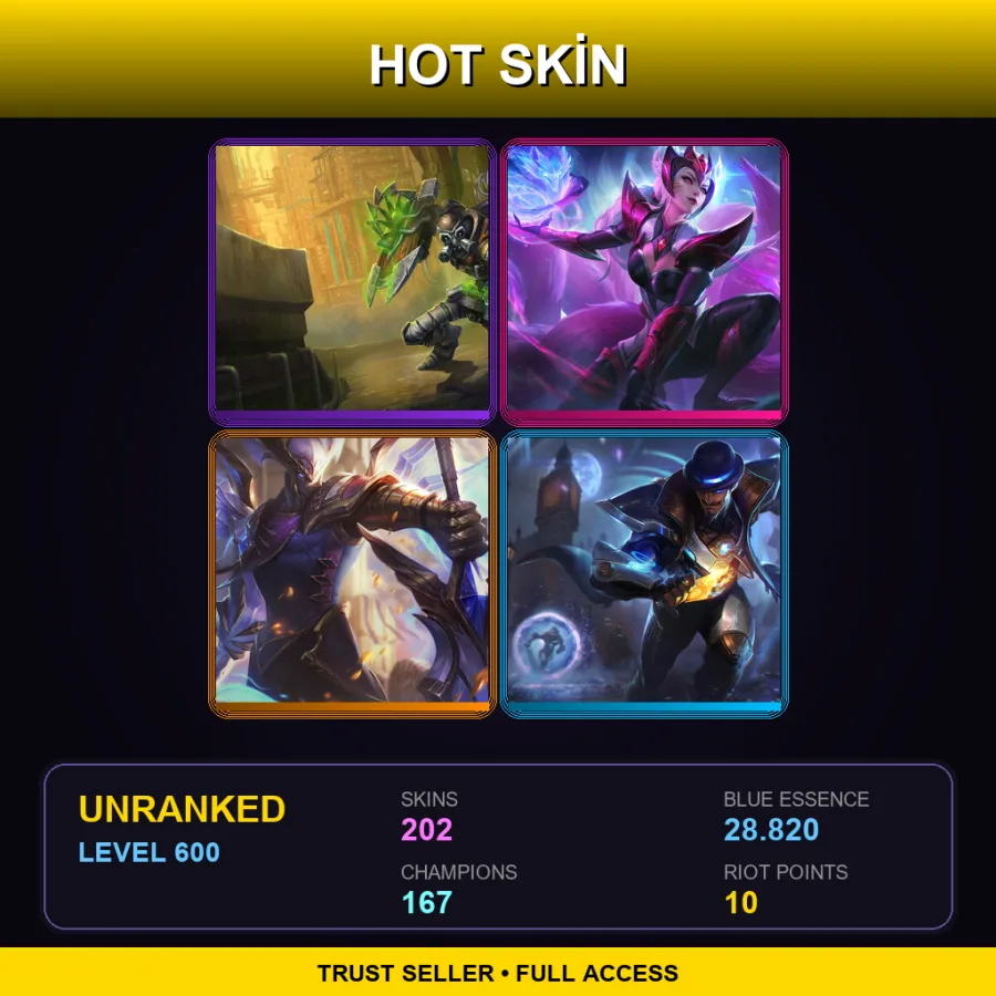 EUW | Lv600 | Unranked | 202 Skin | 167 Champ