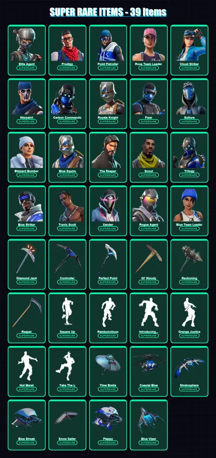 [PS4/PS5/PC] | Elite Agent | Prodigy | Point Patroller | Rose Team Leader | Cloud Striker | 336 skin | 309 pickaxe | 267 emote | 213 glider | Lv2068