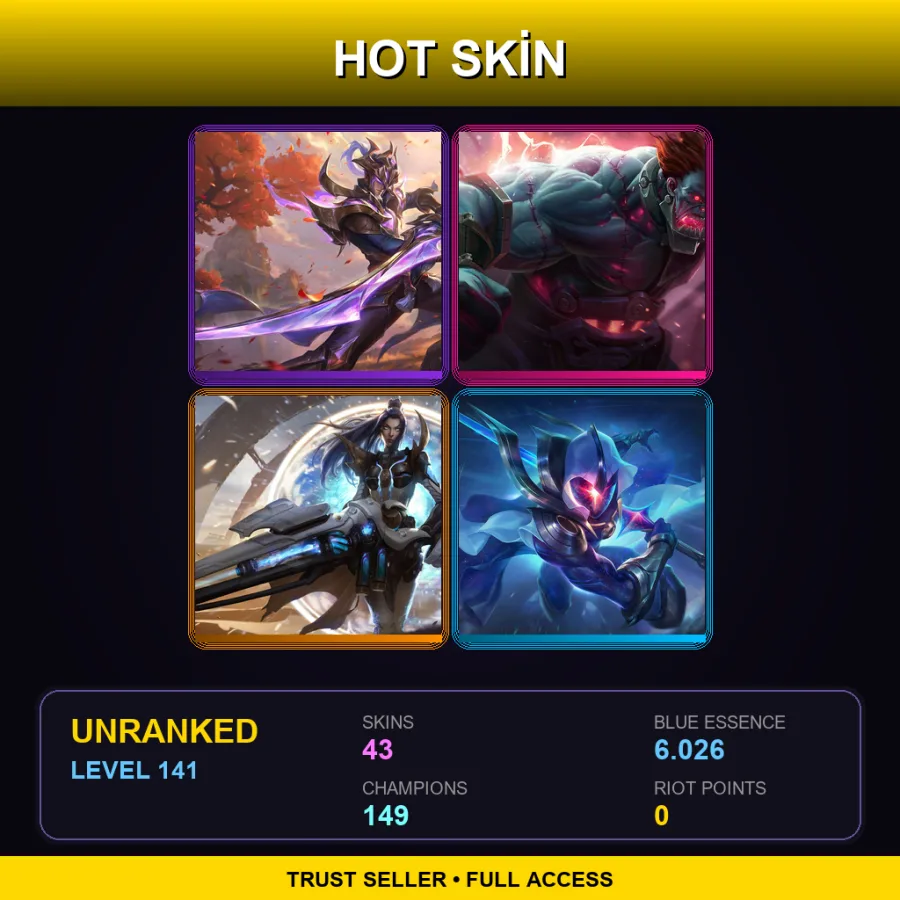 LAN | Lv141 | Unranked | 43 Skin | 149 Champ — Sea Dog Yasuo