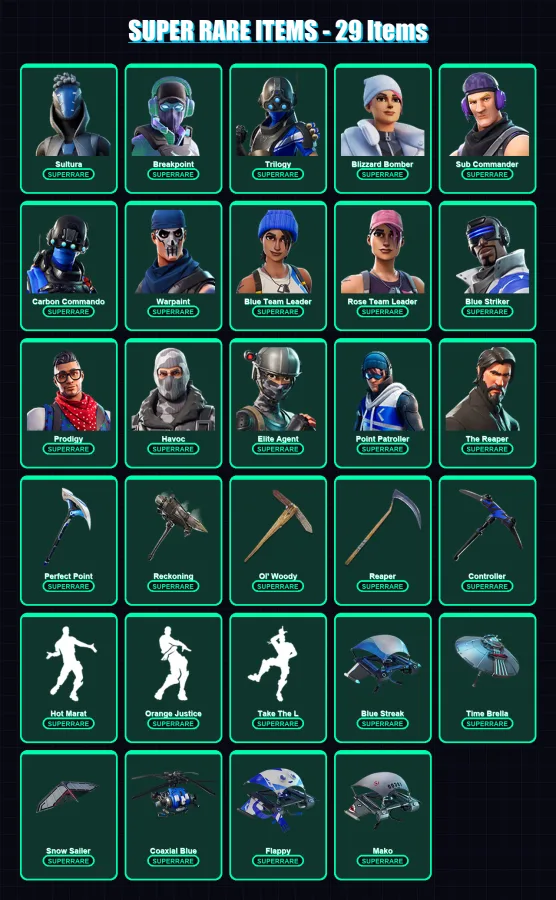 [PC/XBOX] | Sultura | Breakpoint | Trilogy | Blizzard Bomber | Sub Commander | 139 skin | 108 pickaxe | 99 emote | 93 glider | Lv1076